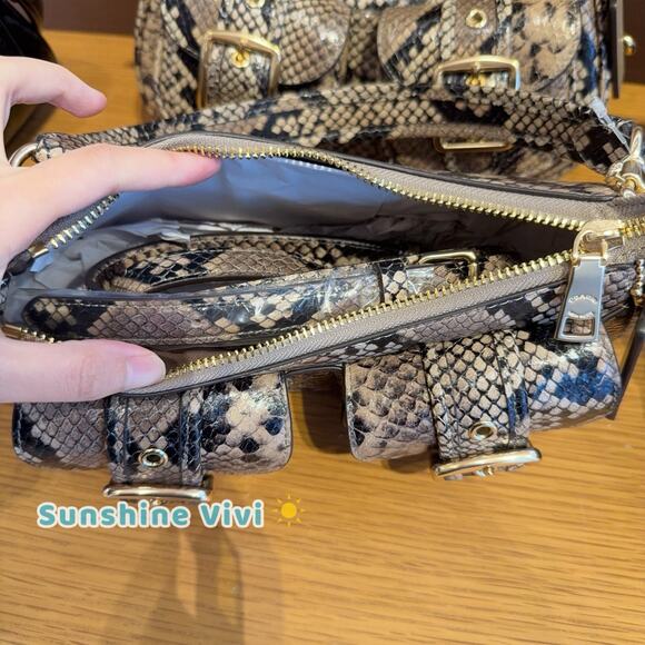 NWT Coach Ashton Bag Snake Print Leather CCE38 Mushroom Multi - Picture 7 of 14